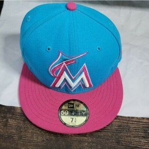 New Era Marlins Cotton Candy Colored Cap RARE COLOR COMBO